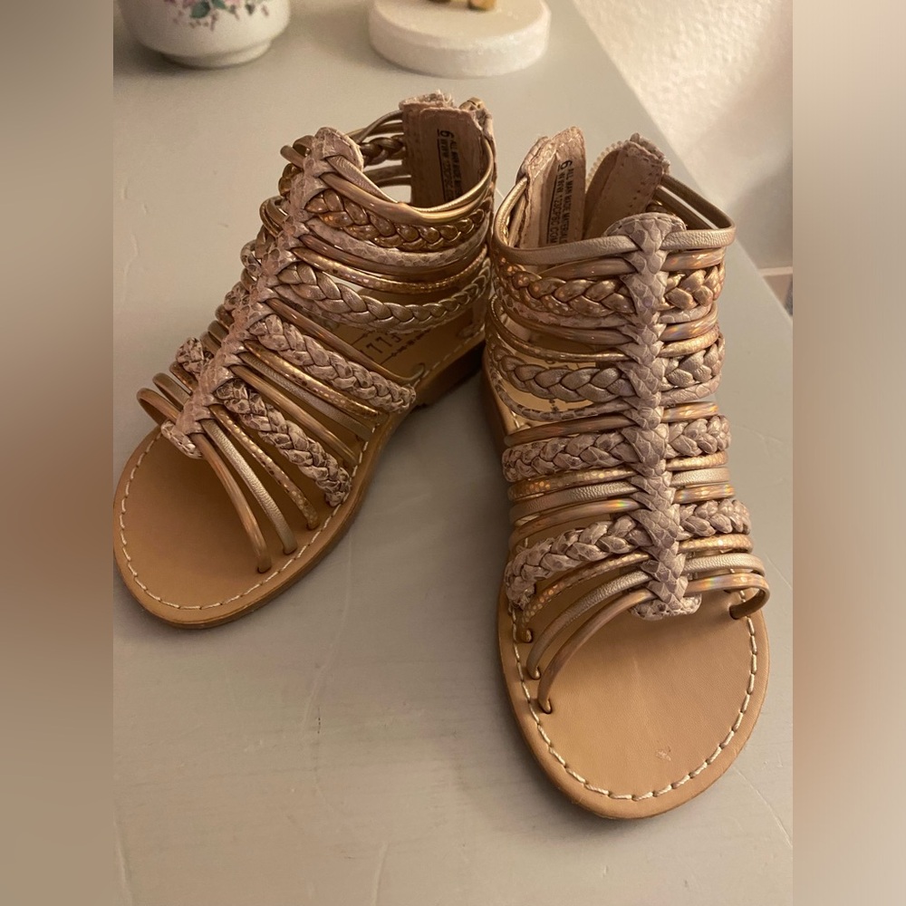 Gladiator Sandals Gold Toddler Girl Size 6 NWT